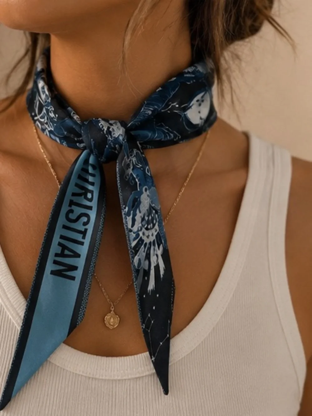 Blue Celestial Twilly Scarf | Hair Scarf | Neck Scarf | Designer Inspired